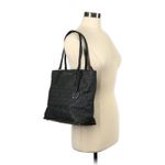 Michael Kors  Morgan Black Gray Logo Print Leather Medium Tote Bag Photo 1