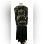Morgan Taylor Vintage 1980s Morgan Taylor Evening 100% Silk Black Gold Beaded Sequins Dress 4 Photo 5