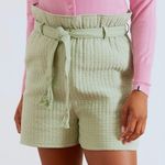 Samsoe Samsoe New Quilted Paperbag Waist Ember Shorts Vineyard Green Photo 3