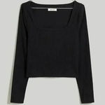 Madewell  Square Neck Long Sleeve Crop Tee in Sleekhold Black XS NWT Photo 0