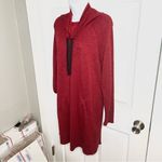Bass Marled Drawstring Cowlneck Knit Dress Red Black M Red Size M Photo 3
