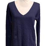 Ralph Lauren Lauren Two Tone Blue V Neck Sweater Womens Size Small Linen Cotton Photo 0