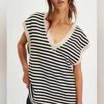 Free People nwt  classic striped Vest in Black/Ivory black combo sz M oversized Photo 0
