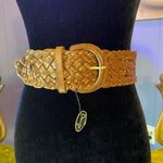 NWT Vintage Omega Woven Leather Extra Wide Boho Belt Brown Photo 0