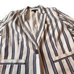 Halogen Linen Blend Izzy Blazer XS Petite Blue White Striped One Button Jacket Photo 8