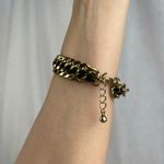 Source Unknown Gold Tone Chain Link Bracelet Black Braided Satin Cord Adjustable NWOT Photo 11