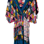 Maeve  Geometric Print V Neck Kimono Style knee length Dress Women US 4 Photo 0