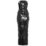 Pretty Little Thing  Black Sequin Strapless Bodycon Maxi Dress Bandeau Size 12 Photo 3