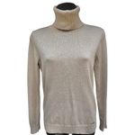 Calvin Klein Holidays Sparkly Gold Beige  Sweater Turtleneck Long Sleeve Women M Photo 1