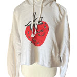 Levi's White Cropped Hoodie with Cute Strawberry Graphic Lounge Casual Large Photo 0