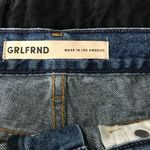 GRLFRND  The Jaden Low Rise Boyfriend Blue Denim Frayed Raw Hem Shorts Size 26 Photo 3