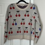 Madewell Cherry Jacquard Pullover Sweater Heather Cement Size Extra Small XS Photo 1