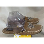 Yellow Box  Women’s 9M Hubba Brown Leather‎ Moccasin Style Flats Rhinestones FLAW Photo 3