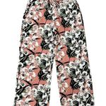 Rachel Roy  Size L Pants Floral Linen Blend Pull On Straight Wide Leg Waist Tie Photo 0