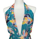 Modcloth Swimsuit Women’s Medium Teal Floral One Piece Bethany Halter Retro Photo 7