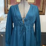 Crescent Monica Cotton Multi Tie Bow Front Smocked Waist Maxi Dress- Sz M 🧡🎀 Photo 3