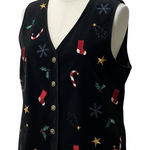 Talbots Rare‎ NWT Vintage  Velvet Holiday Vest Black Embroidered 90s Size Small Photo 0