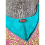 Muskan India Teal Aqua Pink Gold Short Sleeve V Neck Long Cotton Dress Small Green Photo 4