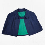 1950s Vintage Adele Simpson Navy Tweed Cape Dress – Union Made Size 6 USA Blue Photo 12