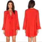 IRO Florine Tie Up Bell Sleeve Boho Ruffle Mini Dress Poppy Red Size 38 / US 6 Photo 1