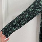 ZARA  green black dark floral tiered midi dress long sleeve size XS Photo 3