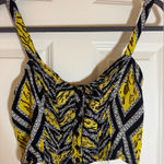 Topshop  Size 6 Yellow Black White Halter Crop‎ Top Button Down Photo 0