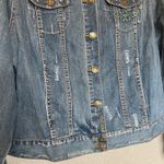 Avenue  Jeans Distressed Embroidered Denim Jacket Size 14/16 Photo 2