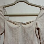 Reformation  Leighton Knit Top Ribbed Long Sleeve Cream Size Medium Photo 7