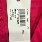 Chico's Chico’s Eyelet Bloom 3/4 Sleeve Open Front Jacket Vivacious Hot Pink 1/M Barbie Photo 12