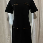 J.Crew Solid Black Mini Business Casual Dress w/ Gold Zipper Details Size 2 EUC Photo 0