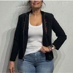 Notations  Black Velour Floral Embroidered Jacket Sz PM Photo 8
