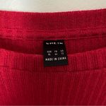 SheIn  Blouse Top Long Wide Bell Sleeve Red Ribbed Cropped Neutral Solid Casual Photo 5