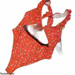 Nasty Gal red floral ruffle neck cut out swimsuit medium nwt Photo 0