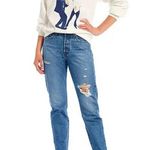 Levi's  Sky High Rise Destructed Wedgie Icon Fit Ankle Straight Leg Jeans Photo 2