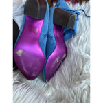 Twiggy London Blue Suede Women's Heeled Boots with Side Zipper and Buckle Detail Size 9.5 Photo 3