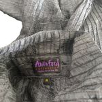 Anita Ford Thai Silk Button Down Top Womens M Pintucked Textured Collared Career Gray Size M Photo 2