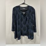 Alex Evenings  Black with Blue Pattern Top and Sequins Photo 2