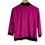 Ming Wang  Magenta Pink Black Rhinestone Embellished Cardigan Sweater Size Small Photo 6