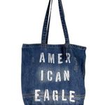 American Eagle  Denim Tote Bag Distressed Logo New Photo 10