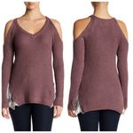 Madison & Berkeley Mauve Cold Shoulder Sweater w/ Peekaboo Lace Photo 2