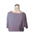 Amazon  brand Medium New in Bag Pink and Green Striped V Neck Tee Photo 10