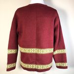 Crystal Kobe Vtg 90s Womens M Red Leaves Grandma Sweater Cardigan Patchwork Fall Size M Photo 1