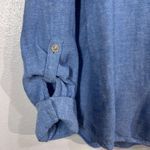 Orvis Classic Collection Womens XL Blue Linen Rayon Button Down Roll-Tab Shirt Photo 6
