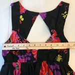 Roxy Dress A Line Open Back Sleeveless Floral V Neck Black Pink Size XS Photo 5