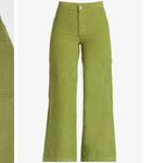 Roxy NWT  x Chloe Kim Corduroy High Waist Wide Leg Pants Moss Green Photo 9