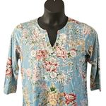 Belle by Kim Gravel Aqua Floral Knit Embroidered Top Size Small NWOT Blue Photo 3
