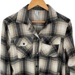 Grace + Karma Womens Plaid Flannel Button Down Shacket Jacket Multicolor Medium Tan Photo 2