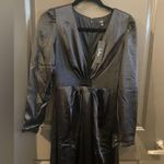 Lulus Endearing Elegance Black Satin Long Sleeve Maxi Dress Size XS Photo 4