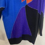 Vintage IB Diffusion Plus Size 1X Sequin Beaded Silk Wool Sweater Tacky 1992 Blue Photo 3