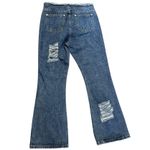 POL front lace up distressed high waisted flare wide leg jeans size 30 Photo 10